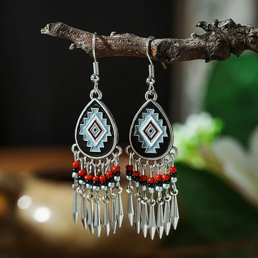Black Earrings-Ethnic Earrings-Teardrop Earrings