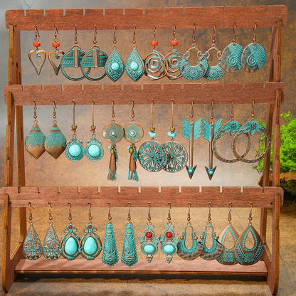 1- Boho Turquoise Teardrop Earrings - Oxidised earrings for Women