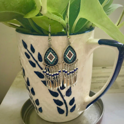 Blue Earrings-Teardrop Earrings-Ethnic Style Earrings