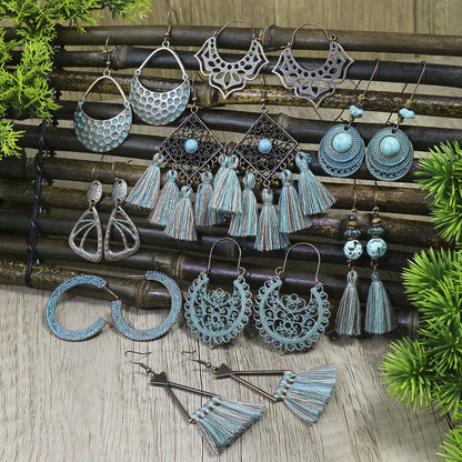 1- Bohemian Oxidised Earrings - Geometric Earrings for Women (Copy)