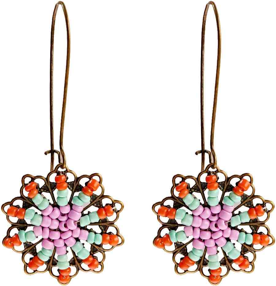 Image of an earring - Beaded Flower Drop Earrings by Zuzus Trove