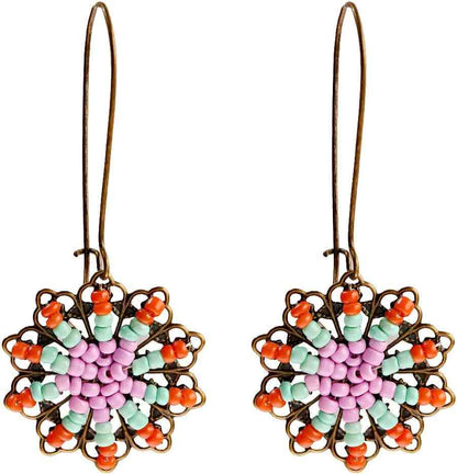 Image of an earring - Beaded Flower Drop Earrings by Zuzus Trove