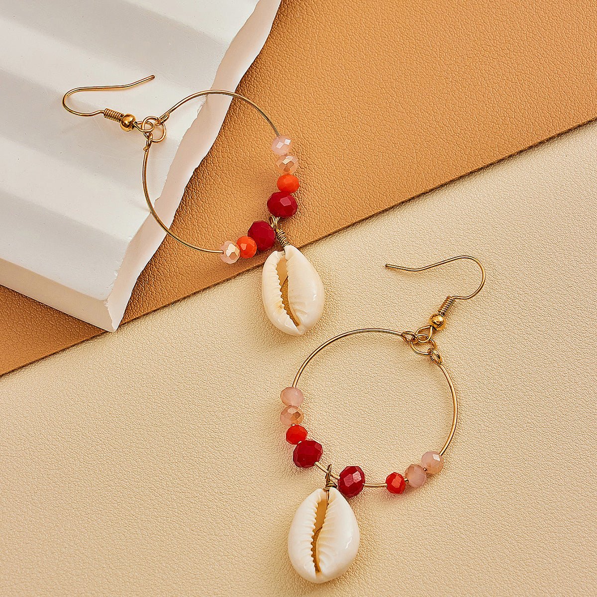 Image of an earring - Beaded Hoop Shell Earrings by Zuzus Trove