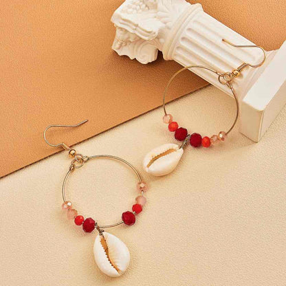 Image of an earring - Beaded Hoop Shell Earrings by Zuzus Trove