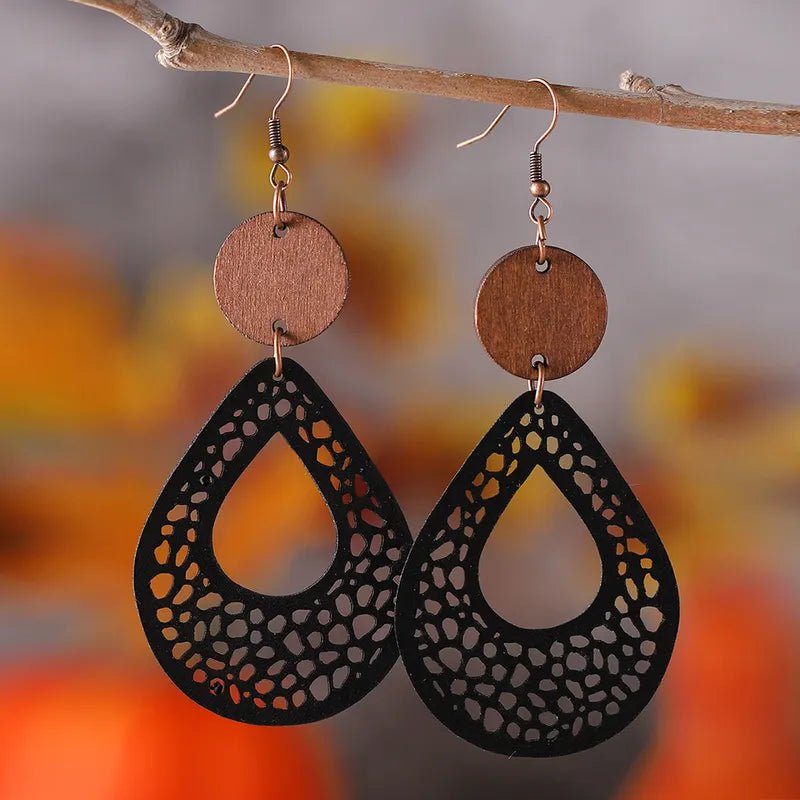 Image of an earring - Black Earrings - Western Wood Earrings by Zuzus Trove