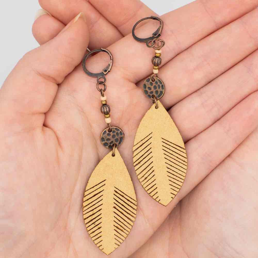 Image of an earring - Boho Leaf Earrings by Zuzus Trove