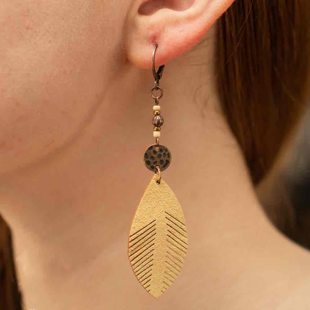 Image of an earring - Boho Leaf Earrings by Zuzus Trove