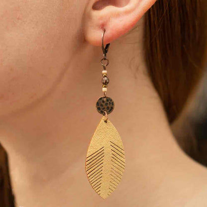 Image of an earring - Boho Leaf Earrings by Zuzus Trove