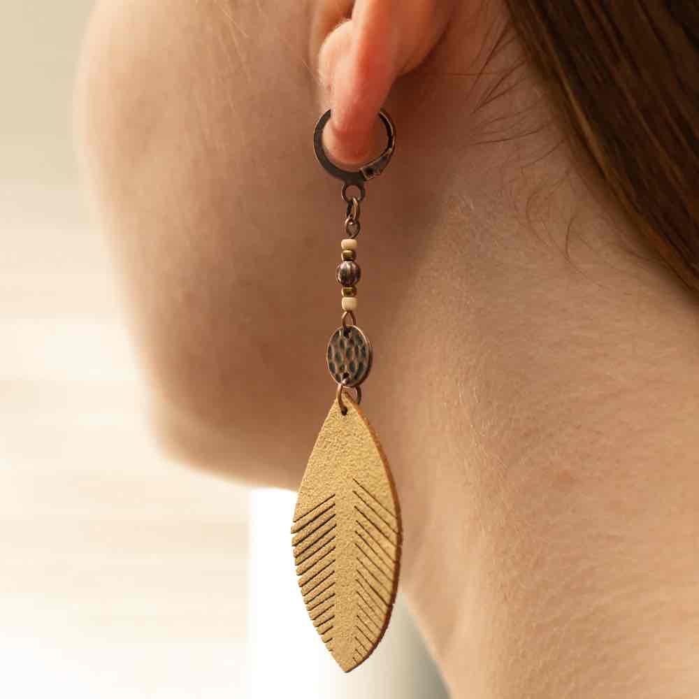 Image of an earring - Boho Leaf Earrings by Zuzus Trove