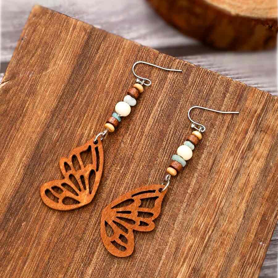 Image of an earring - Butterfly Earrings - Boho Wood Earrings - Style 2 by Zuzus Trove