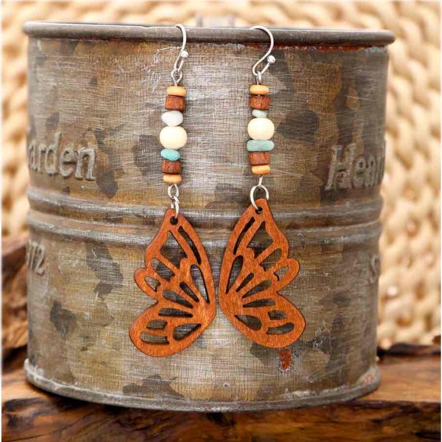 Image of an earring - Butterfly Earrings - Boho Wood Earrings - Style 2 by Zuzus Trove