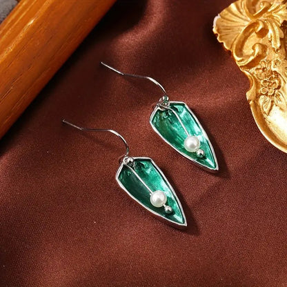 Image of an earring - Green Earrings - Pearl Drop Earrings by Zuzus Trove