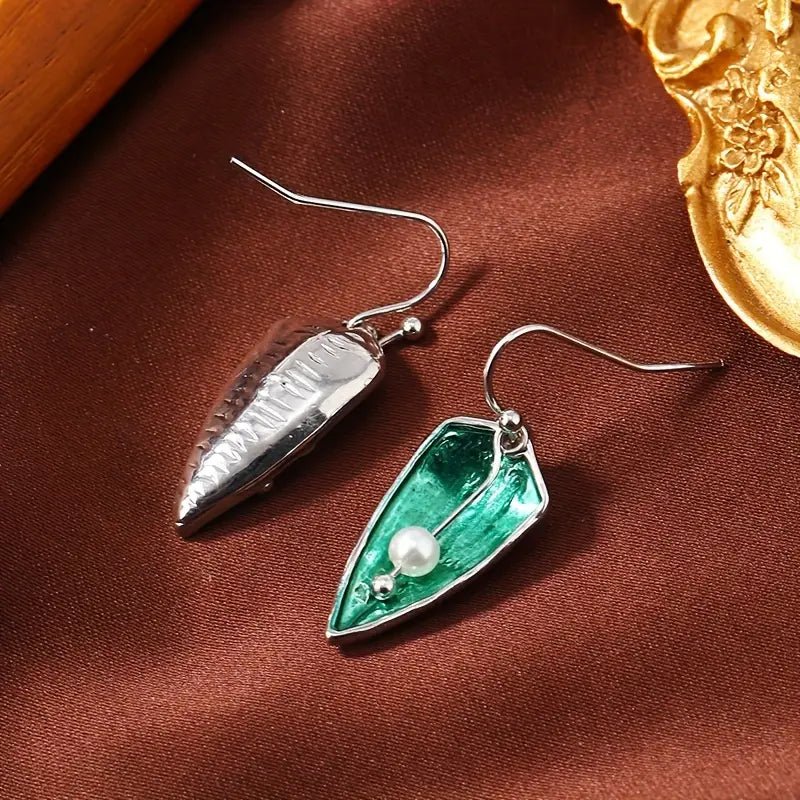 Image of an earring - Green Earrings - Pearl Drop Earrings by Zuzus Trove