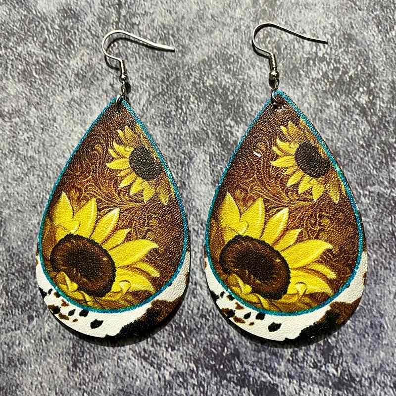 Image of an earring - Large Earrings - Sunflower Teardrop Earrings by Zuzus Trove