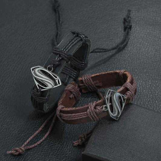 Image of an earring - Leather Bracelets - Super Man - Bracelets for Men by Zuzus Trove