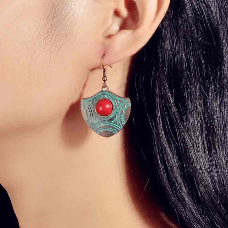 Image of an earring - Oxidised Silver Stone Earrings by Zuzus Trove
