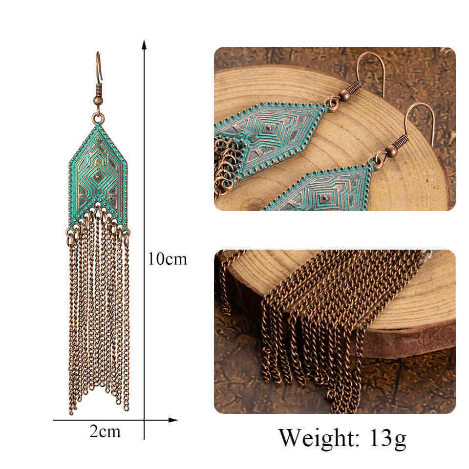 Image of an earring - Premium Boho - Chain Dangle Earrings by Zuzus Trove