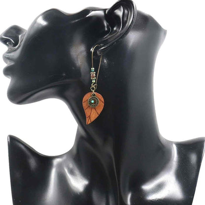 Image of an earring - Premium - Boho Wooden Leaf Earrings by Zuzus Trove