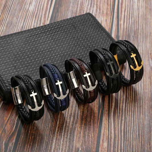 Image of an earring - Premium Men's Stainless Steel Bracelets - Leather Bracelets for Men Men's Bracelets by Zuzus Trove