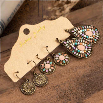 Front view of an earrings - Premium - Peach Pink Earrings Combo - 3 piece Set - Zuzus Trove