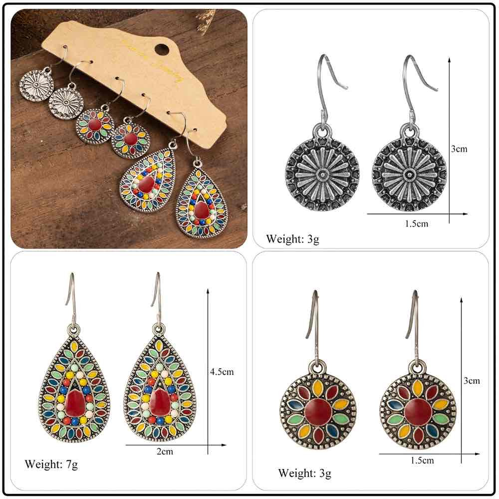 Image of an earring - Premium - Ruby Red Earrings Combo - 3 piece Set by Zuzus Trove