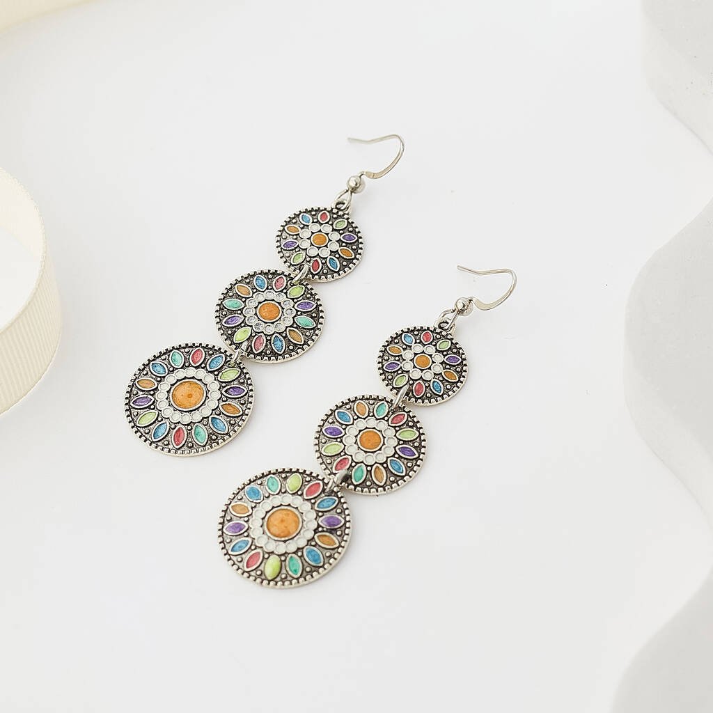 Image of an earring - Premium | Sun Set Orange - Boho Ethnic Earrings by Zuzus Trove