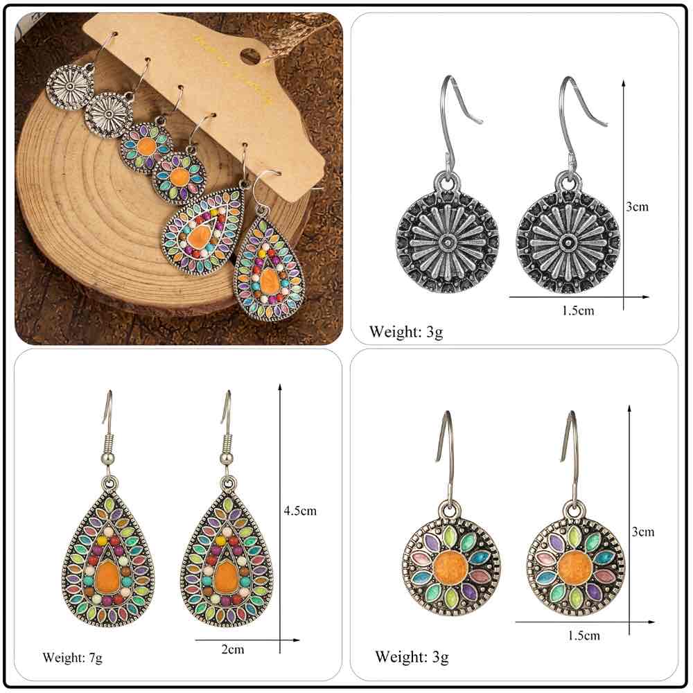 Image of an earring - Premium - Sunset Orange Earrings Combo - 3 piece Set by Zuzus Trove