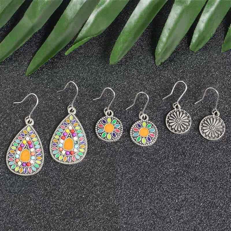 Image of an earring - Premium - Sunset Orange Earrings Combo - 3 piece Set by Zuzus Trove