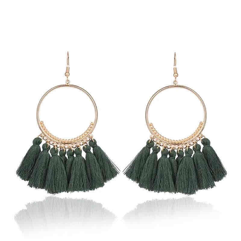 Front view of an earrings - Premium | Tassel Hoop Earrings - 7 colours - Zuzus Trove