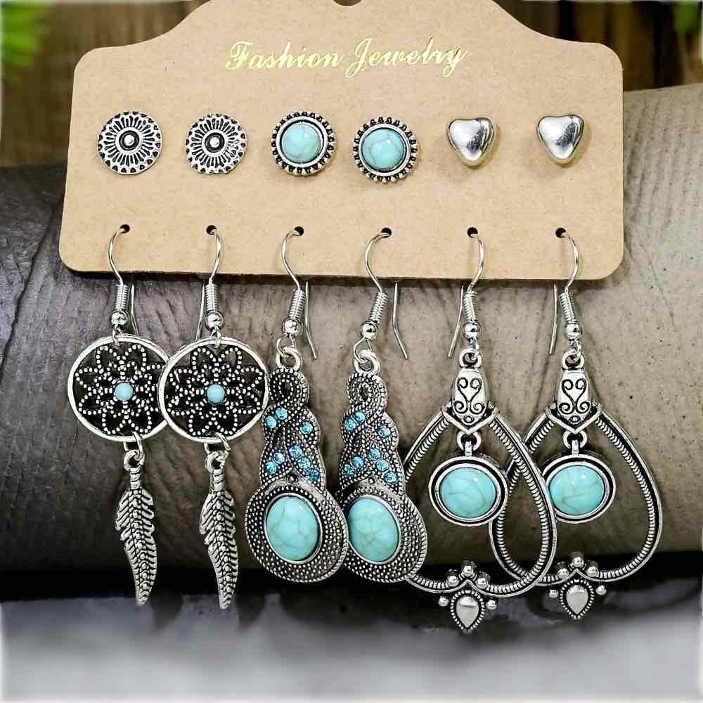 Image of an earring - Premium - Turquoise Earrings Combo Style 1 by Zuzus Trove
