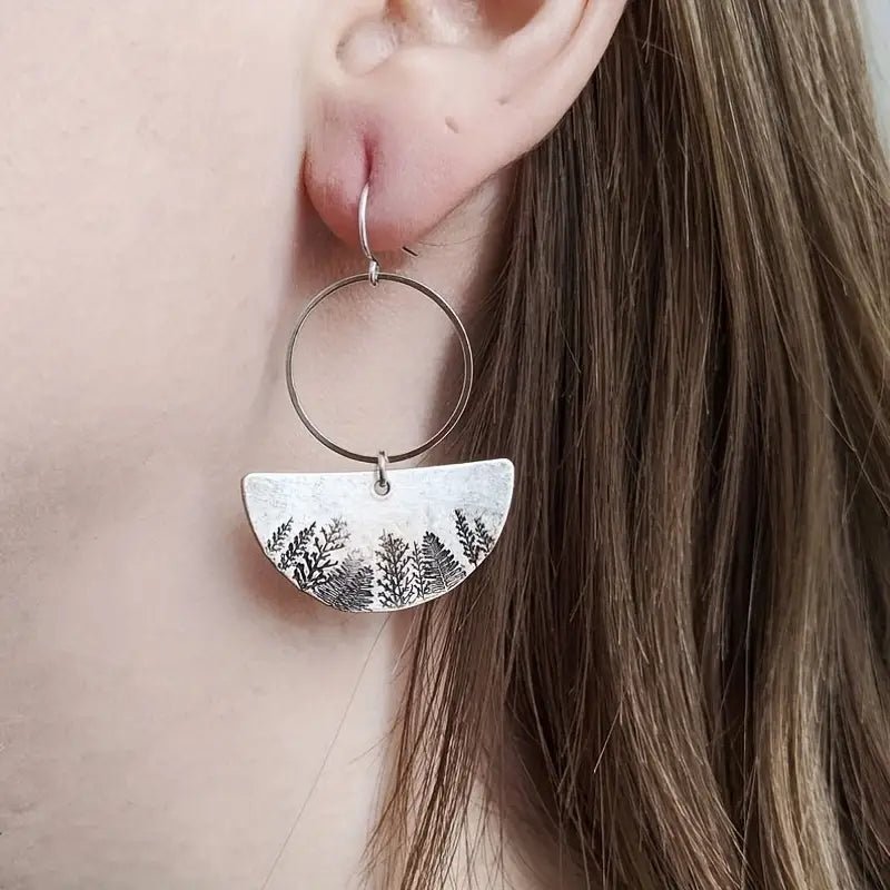 Image of an earring - Silver Forest Landscape Earrings by Zuzus Trove