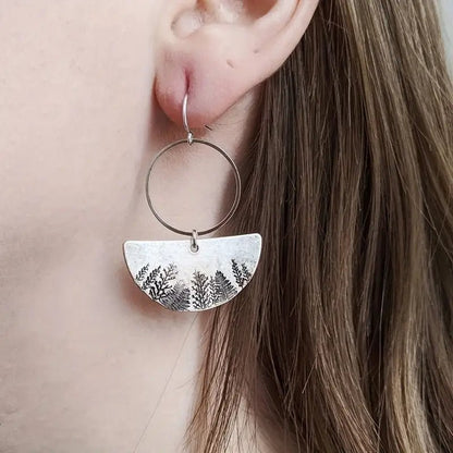Image of an earring - Silver Forest Landscape Earrings by Zuzus Trove