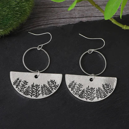 Image of an earring - Silver Forest Landscape Earrings by Zuzus Trove