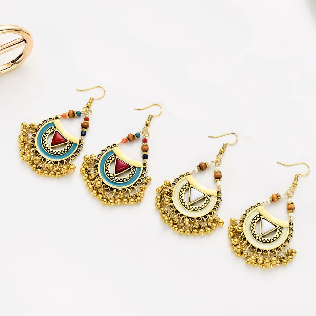 Image of an earring - Statement Ethnic Earrings - Blue and Red by Zuzus Trove