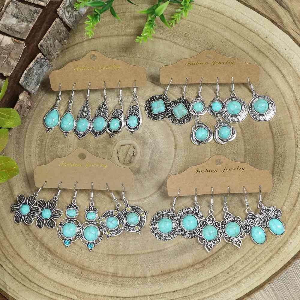 Image of an earring - Turquoise Silver Earrings Combo 2 by Zuzus Trove
