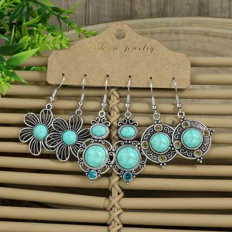 Image of an earring - Turquoise Silver Earrings Combo 3 by Zuzus Trove