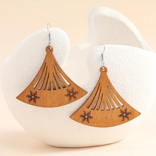 Image of an earring - Wood Earrings: Western Dangler Earrings by Zuzus Trove