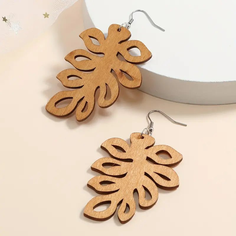 Image of an earring - Wood Earrings - Western Leaf Earrings by Zuzus Trove