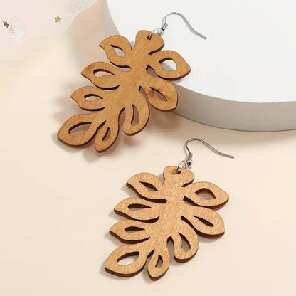 Image of an earring - Wood Earrings - Western Leaf Earrings by Zuzus Trove