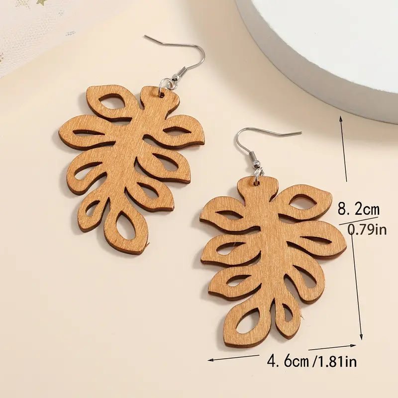 Image of an earring - Wood Earrings - Western Leaf Earrings by Zuzus Trove