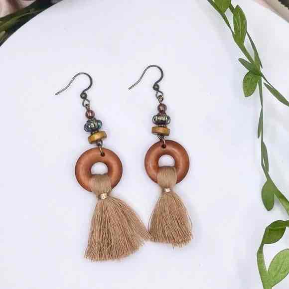 Image of an earring - Wood Hoop Daily Wear Earrings by Zuzus Trove