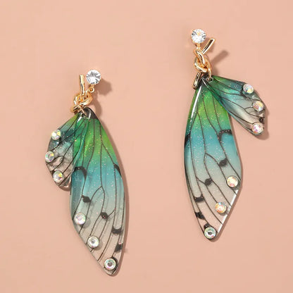 Butterfly Earrings - Premium Acrylic Butterfly - Hypoallergenic - Ocean blue and green